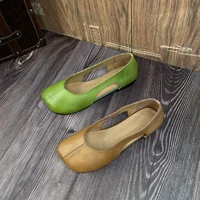 women flats summer women genuine leather shoes square toe slip on casual flat shoes women loafers soft ballerina shoes new 2022
