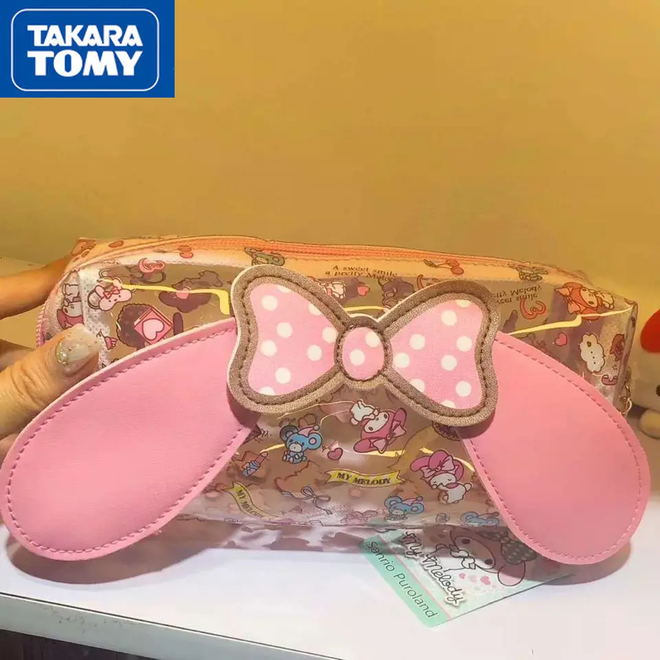 

TAKARA TOMY cartoon Hello Kitty transparent large-capacity storage bag transparent pencil case stationery bag storage bag