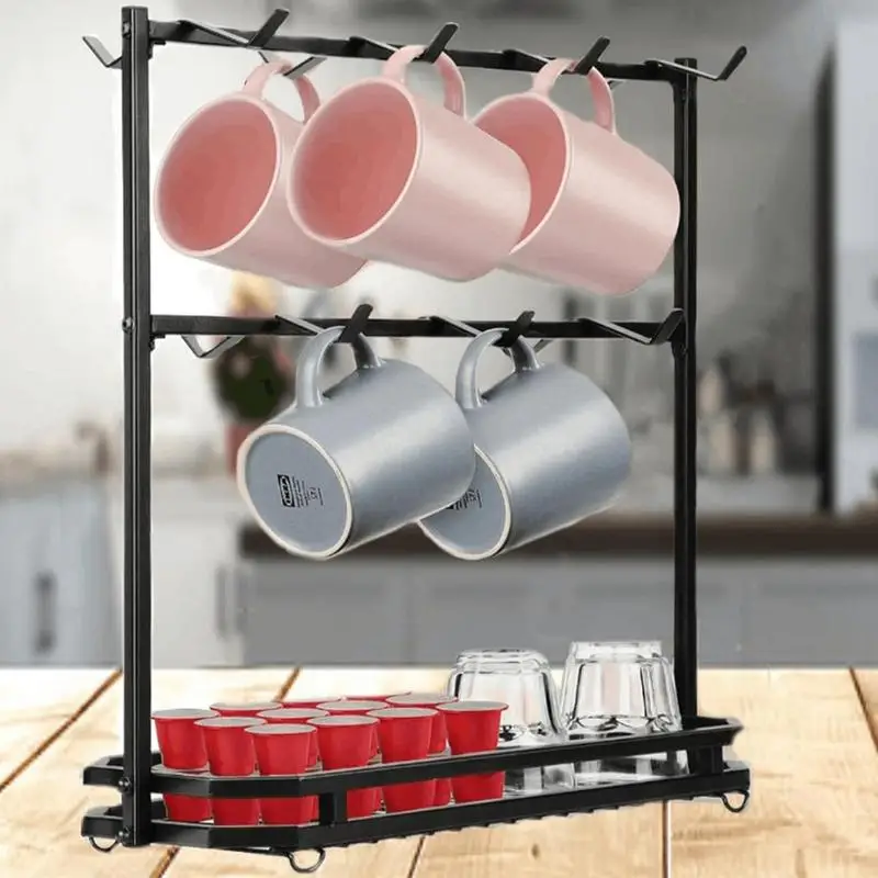 Подставка для кофейной чашки 2-уровневая подставка кружки с 14 крючками