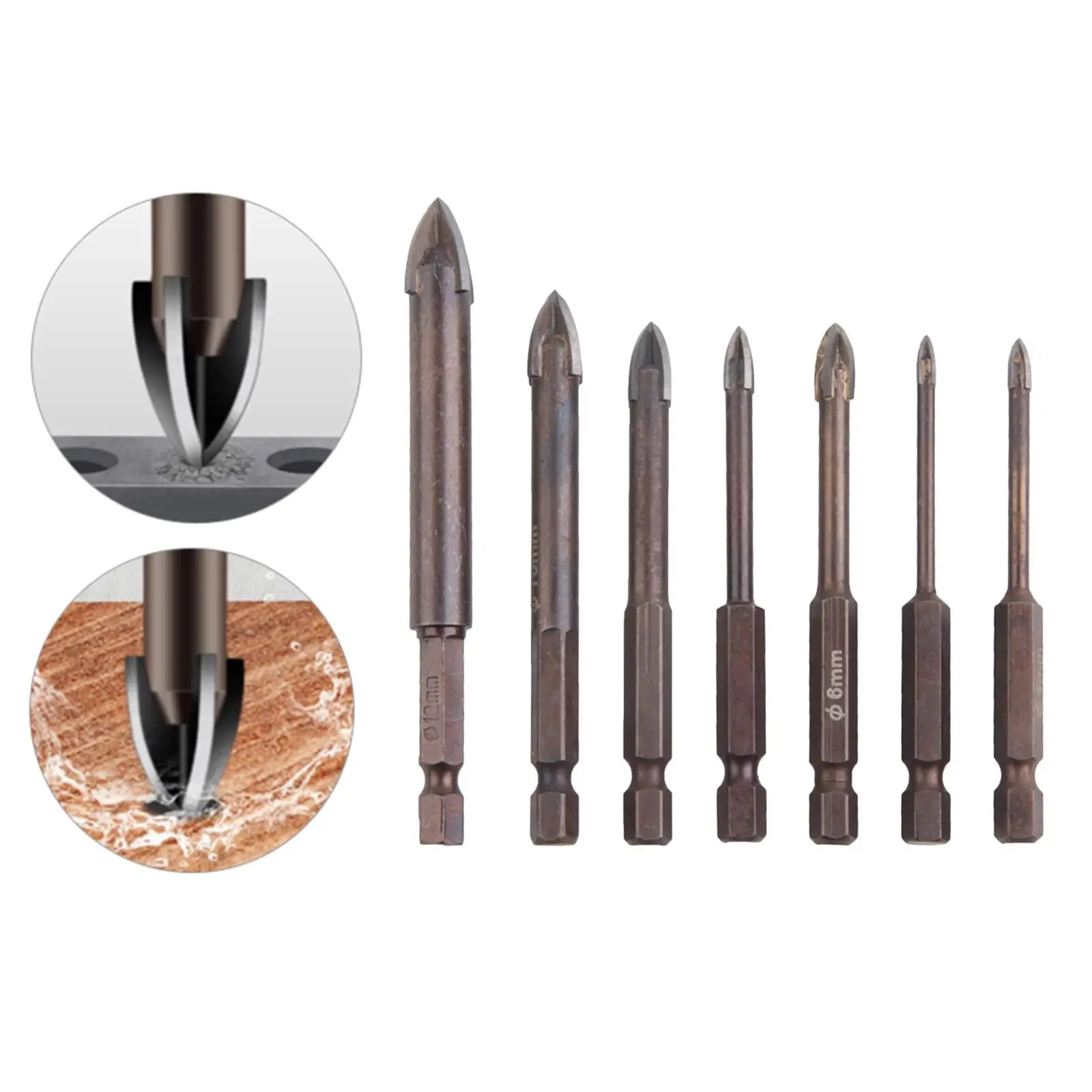 

Spear Head Drill Bit 3-12mm Efficient Hex Shank for Marble Concrete Mirror
