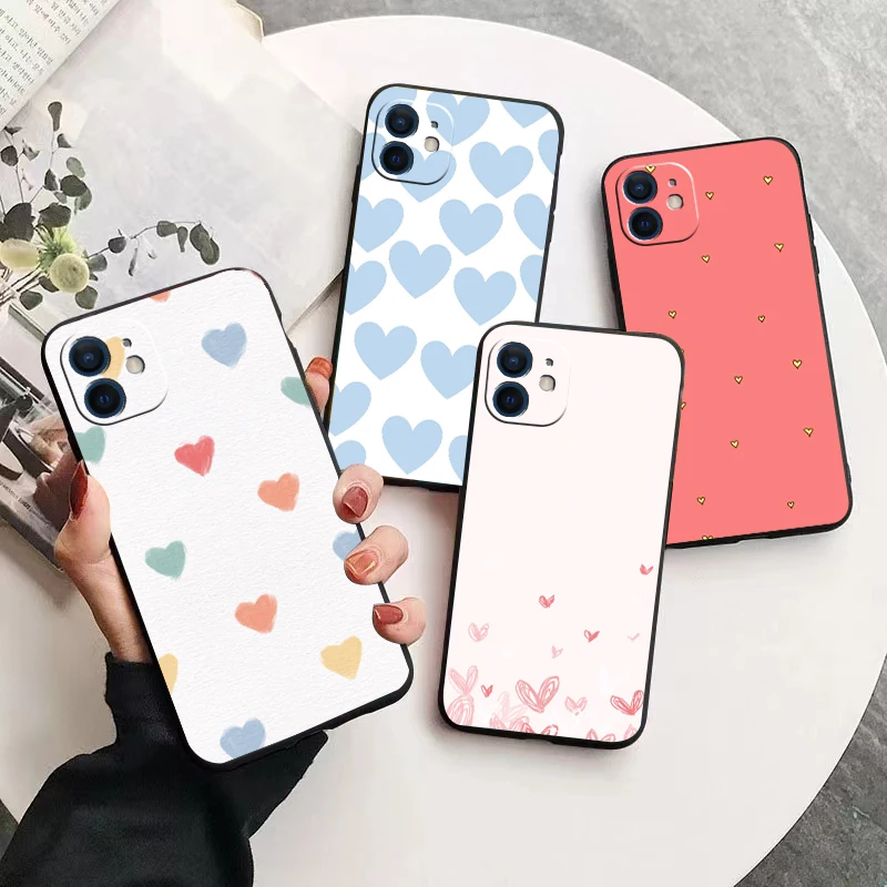 

Heart Mosaic pattern phone Case For IPhone 13 12 11 Pro Max Mini SE XR X XS Max 8Plus 7plus 6 soft6S New Shell phone Case