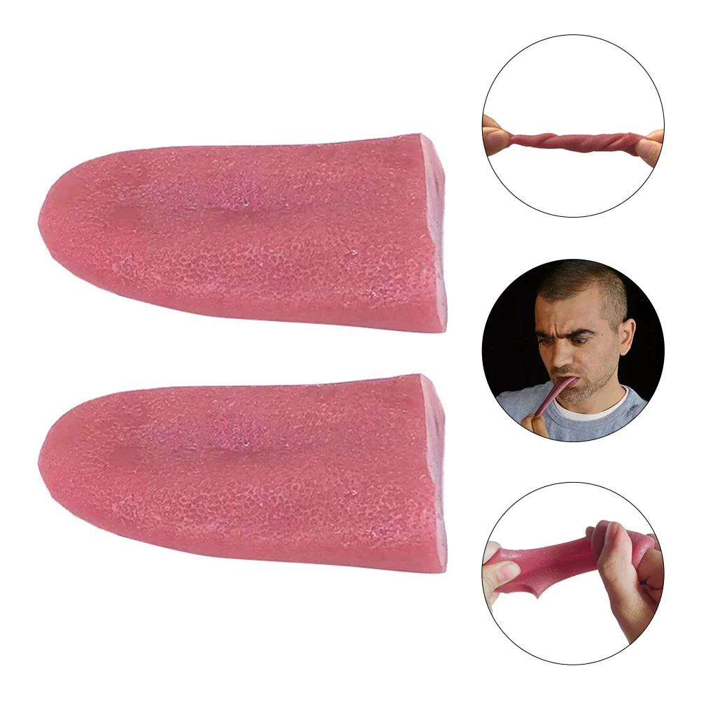 

2 Pcs Tricky Tongue Prop Fool's Day Silicone Toys Decorate Tpr Child Children Toys