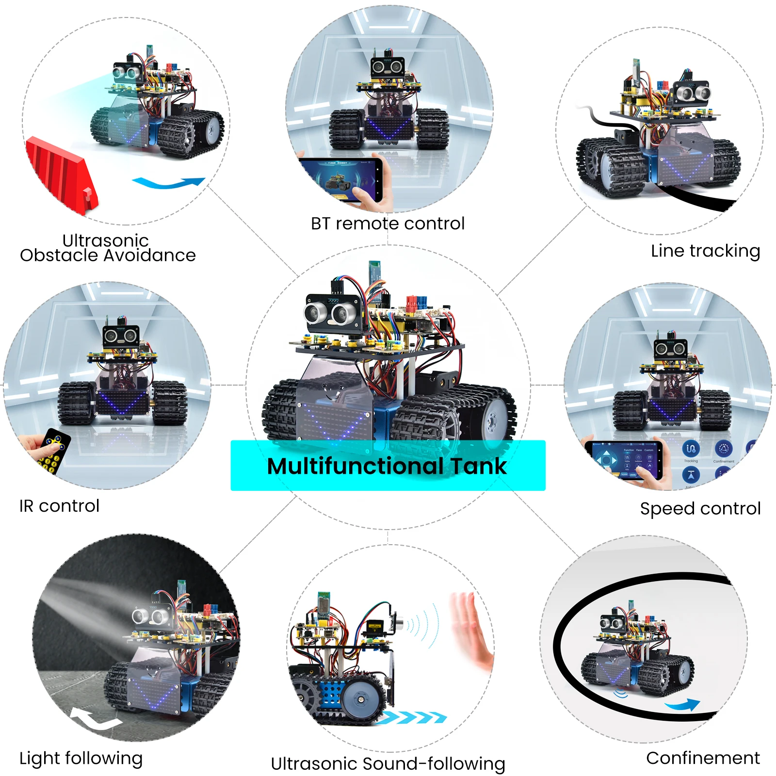 Keyestudio умный Танк робот комплект V3.0 с паровым программируемым для Arduino автомобиль