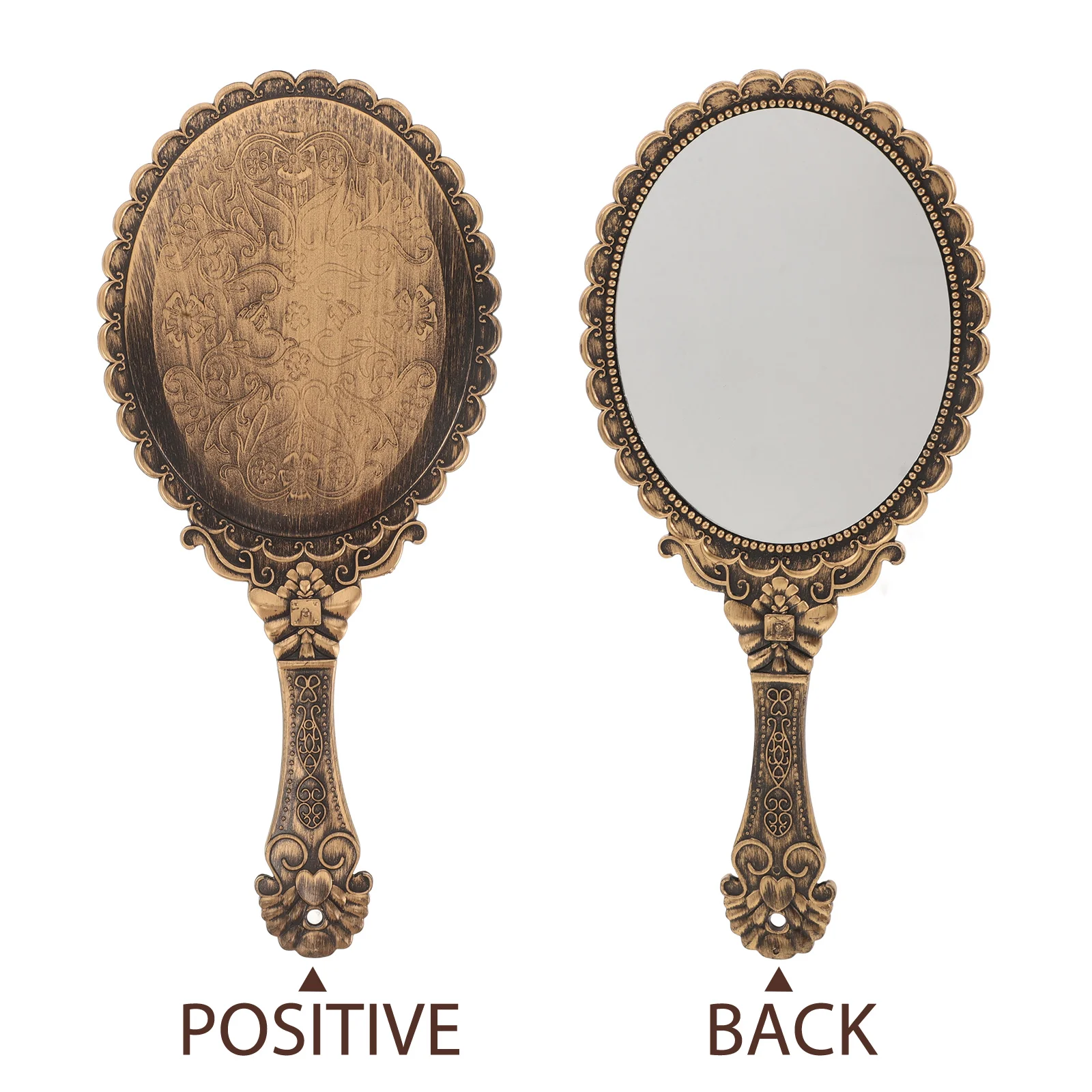 Ручное зеркало для макияжа в стиле ретро металлическое золотое винтажное жуткое