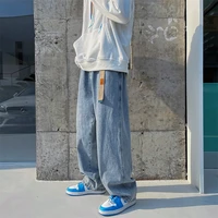 classic solid wide leg jeans mens korean fashion trends vintage streetwear bottoms teens baggy straight denim pants male clothes