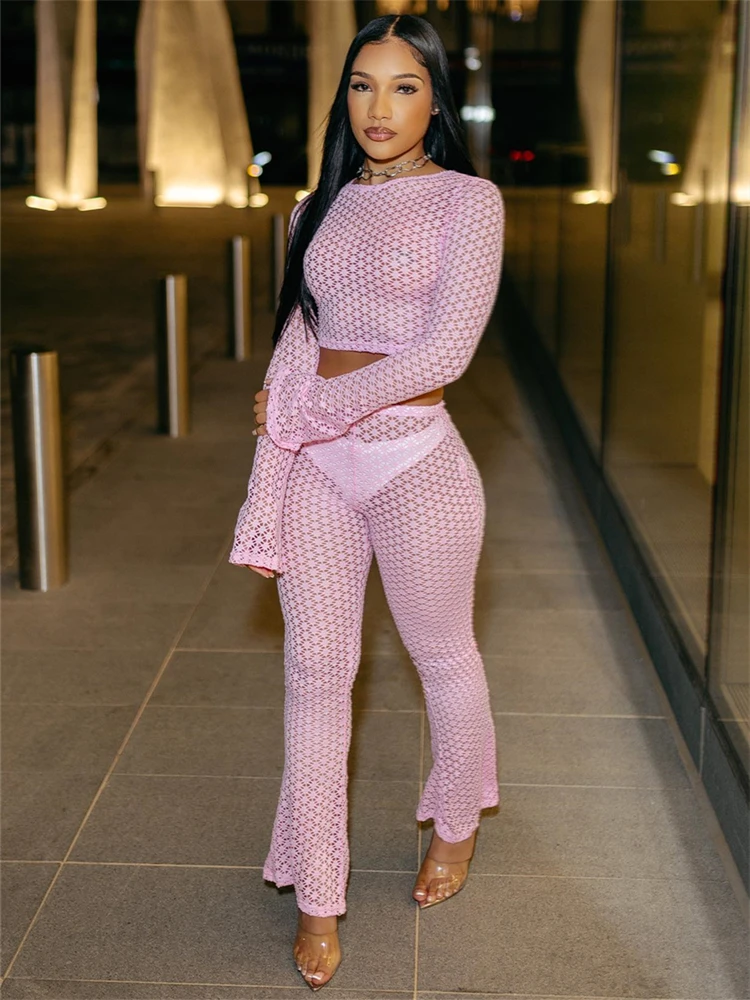 Aualay летний розовый прозрачный сексуальный комплект из 2 предметов полуночная