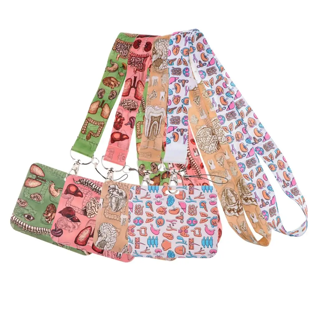 

Horizontal Style Doctor Human Organ Lanyards Keys Chain ID Credit card Cover Pass Mobile Phone Charm Neck Straps Badge Holder