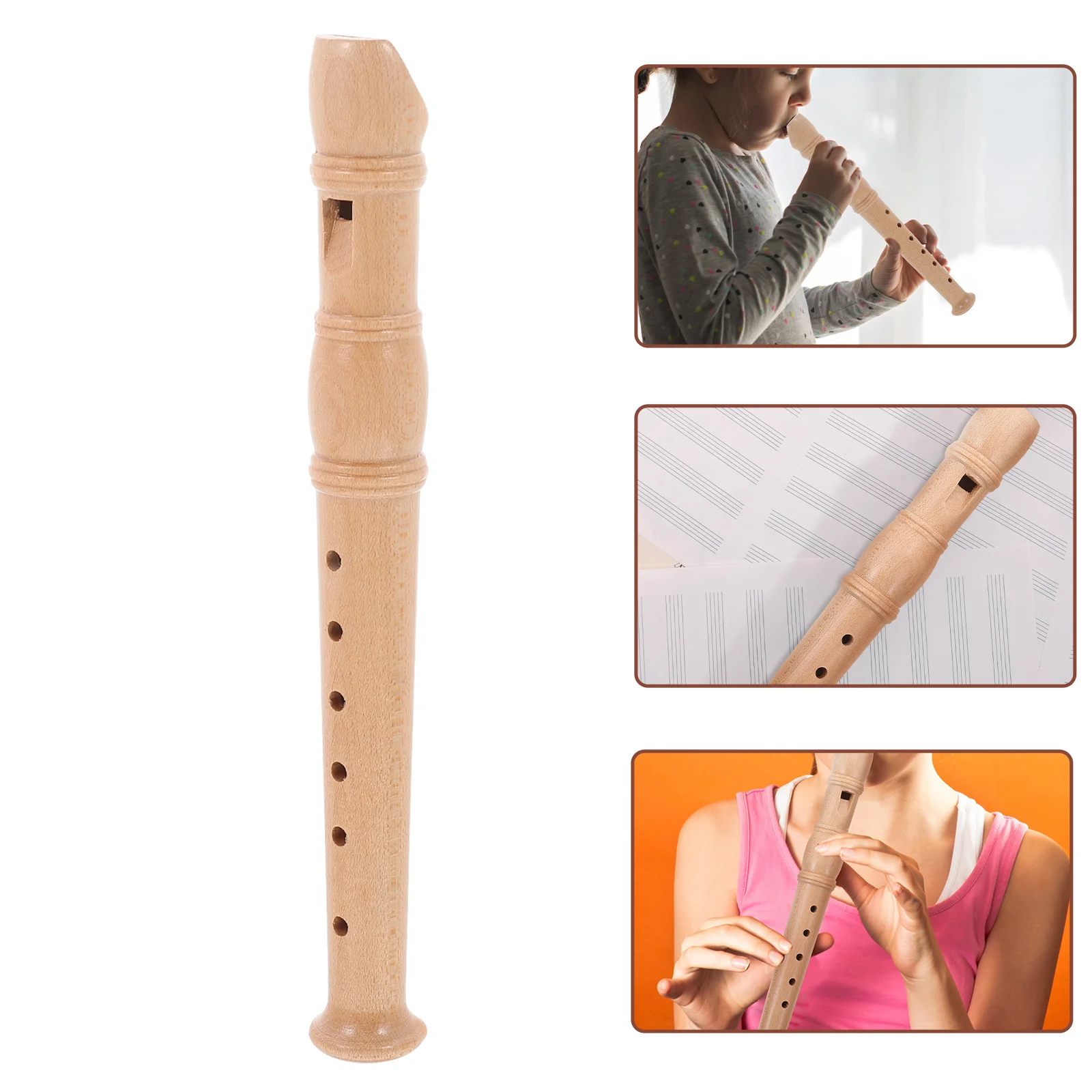

Wooden Children's Clarionet 6 Hole Clarinet Toy 6-hole Music Student Practice Wind Instrument Childrens Toys
