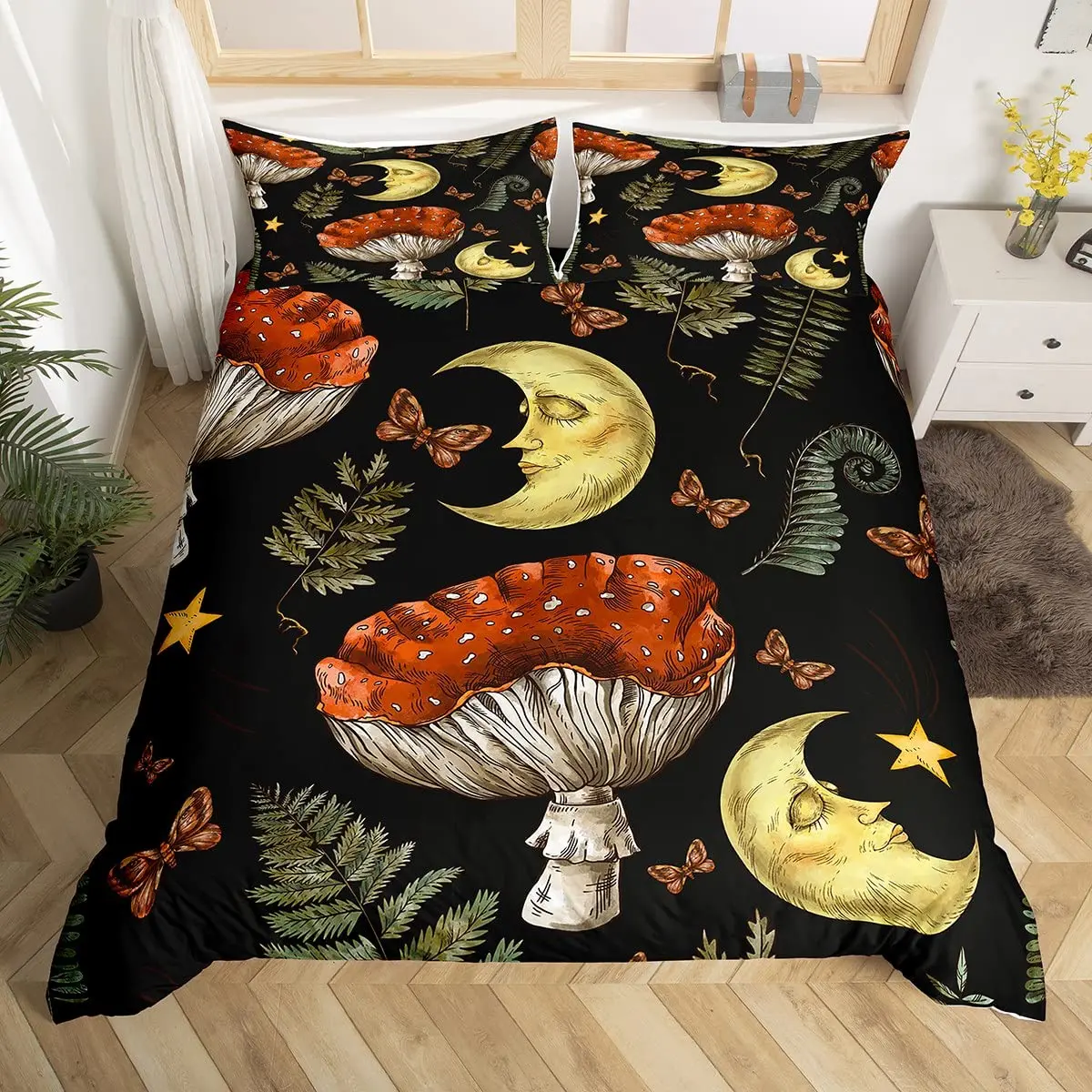 

Королевский Комплект постельного белья Sun Moon King, стеганое одеяло с принтом в виде звезд и космоса, Психоделическое стеганое одеяло из растит...
