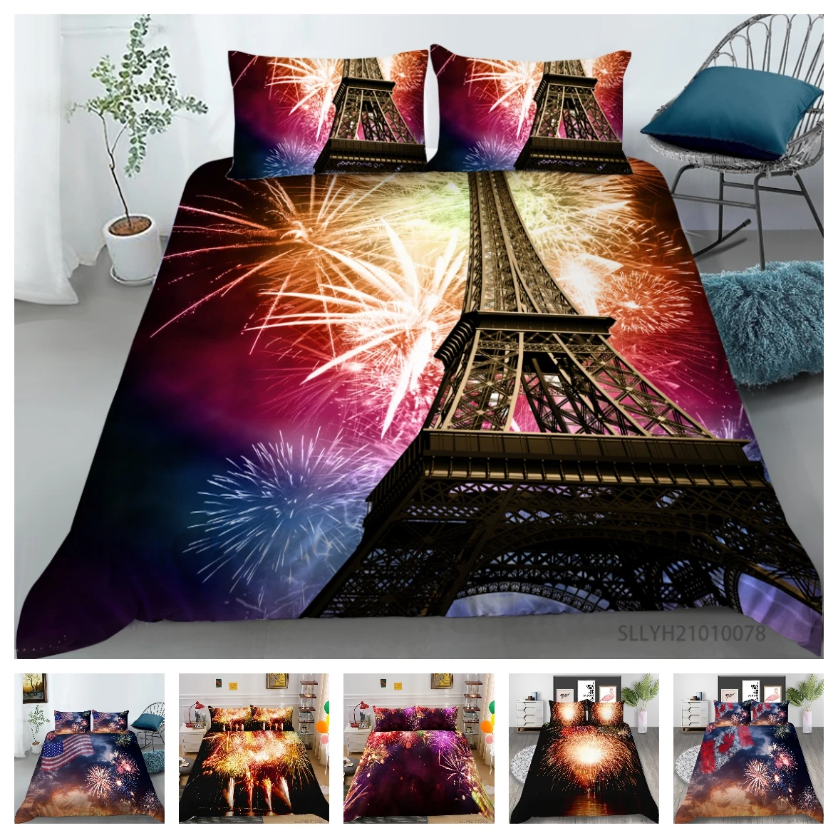 

Hot Bed Linens 2/3pcs 20 Patterns 3D Digital Firework Printing Duvet Cover Sets 1 Quilt Cover + 1/2 Pillowcases US/EU/AU Size