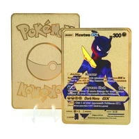 newest english anime pokemon metal card pikachu charizard mewtwo gold game collection shiny cards vmax gx ex birthday gift