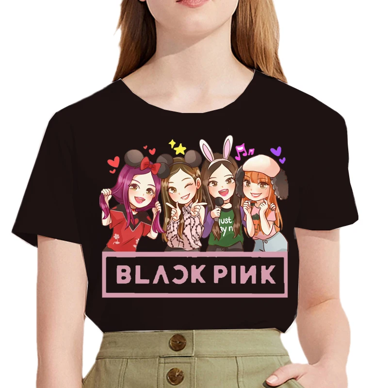 

Korean Girl Group T Shirt Men T-shirt Women Clothing BPink Printed Tops Tee Unisex Print Tshirts Fashion Streetwear Ladies