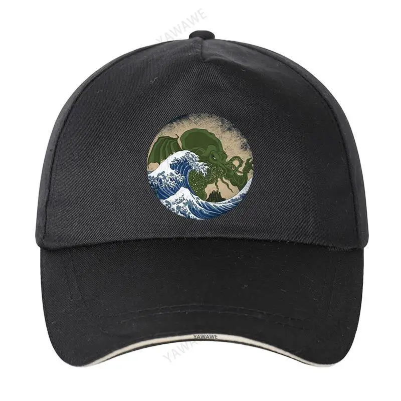 

Natural Cotton Casual Adjustable Man 3D Printed Hokusai Cthulhu baseball Cap Youth Hip Hop