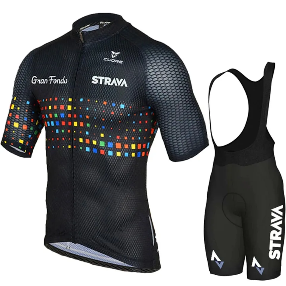 STRAVA Men's Cycling Clothing Summer Set Mountain Bike Comfort Jersey Equipment Sweat-Wicking and Quick-Drying
