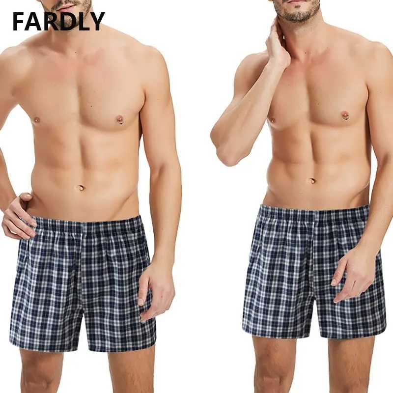 

100% Cotton Mens Underwear Boxers Shorts Casual Sleep Underpants Quality Plaid Comfortable Homewear Man Printing Arrow Panties