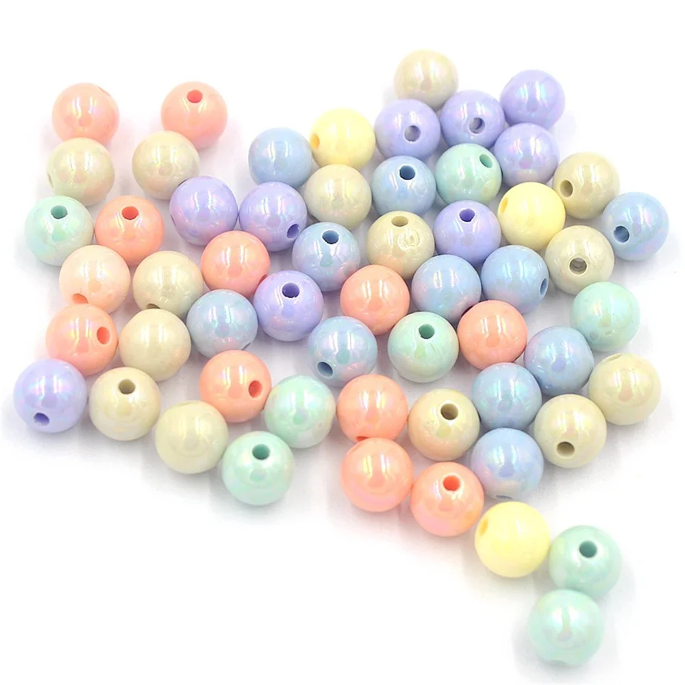 

Straight hole pearl 6-10mm acrylic band AB effect ABS imitation pearl diy manual material beading material