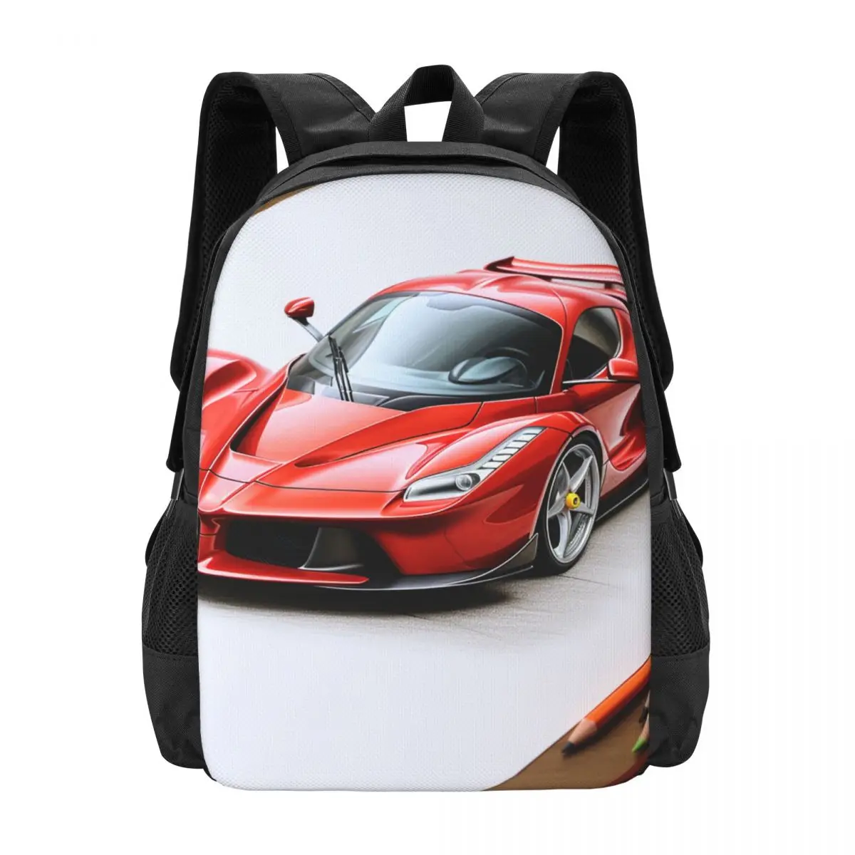 

Passionate Sports Car Backpack Pencil Art Colored Cartoon Outdoor Style Backpacks Colorful Durable School Bags Style Rucksack