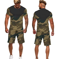 2022 new summer mens camouflage t shirtshortssuit short sleeved street style sportswear t shirt shorts casual loose fit
