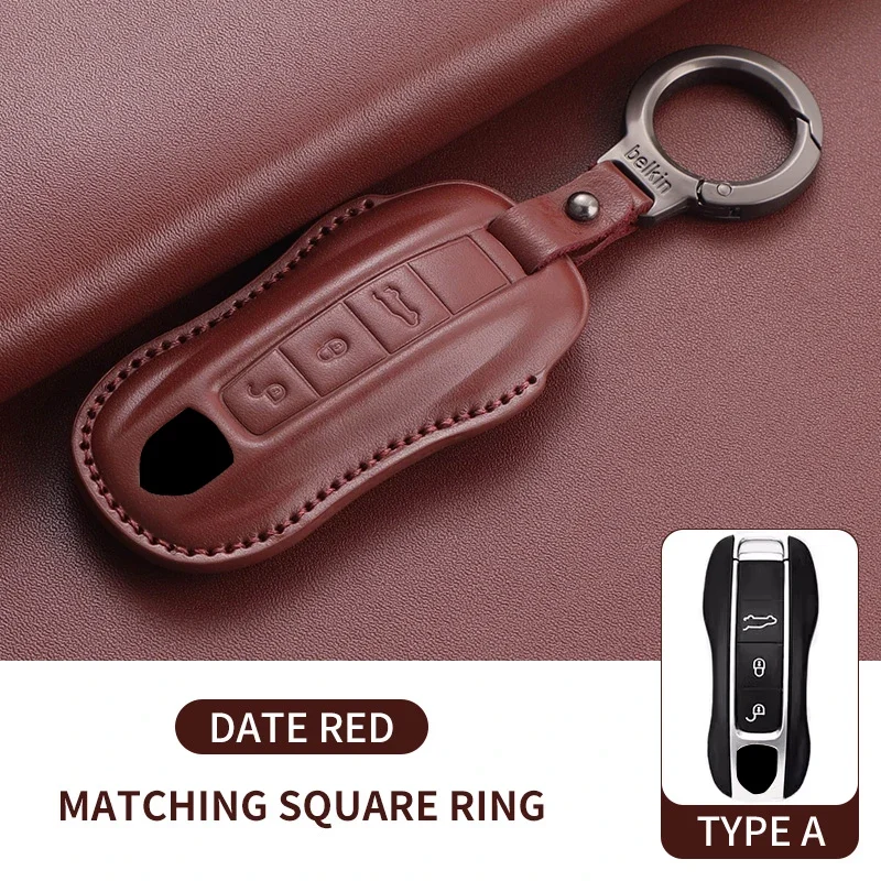 

Кожаный чехол для ключей от автомобиля с верхним слоем для Porsche 718 Cayenne Panamera 911 Macan Taycan Cayman Boxster, аксессуары для ключей от автомобиля