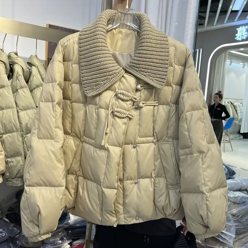 Doll Collar Down Women Jacket Autumn Winter Outwear Casual White Duck Down Short Coat Fashion Korean Style 2023 News M43