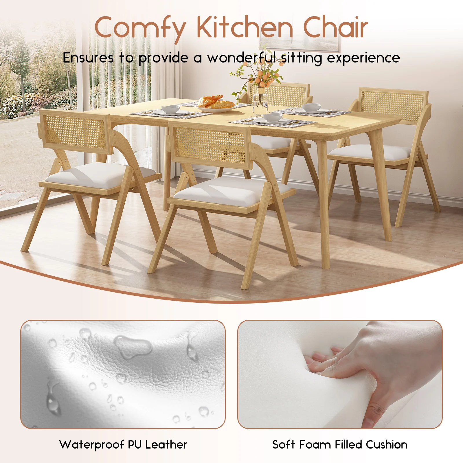 Набор складных обеденных стульев из 4 предметов деревянные складные обеденные