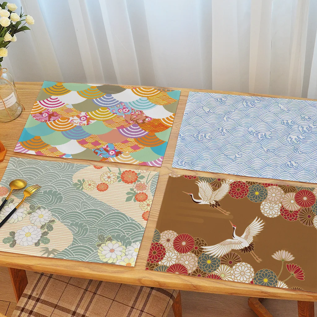 

Japanese Style Placemats for Table Cotton Linen Place Mat Kitchen Insulation Dinner Mat Anti-hot