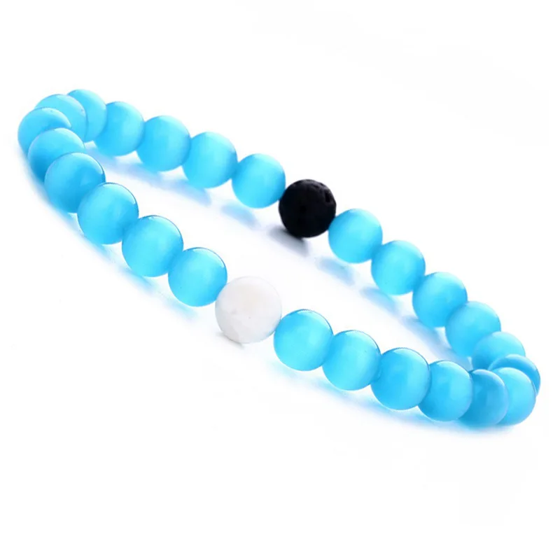 

New Fashion Blue Opal Beads Cat Eye's Bracelet & Bangle for Women Natural Stone Bead Yoga Charm Bracelet Jewelery Christmas Gift