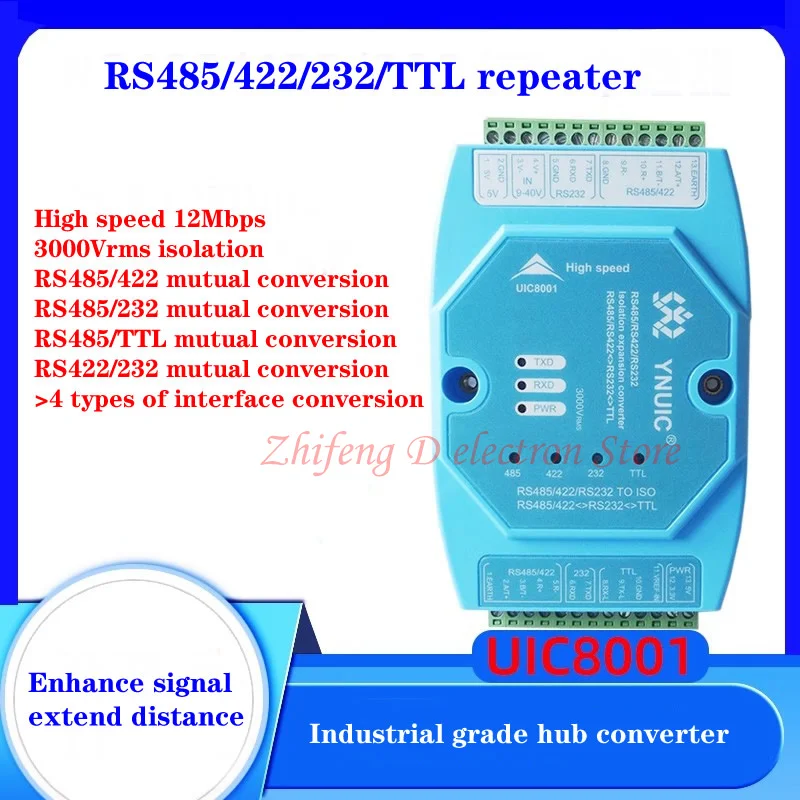 

Промышленный ретранслятор RS485 до 422, высокоскоростной 485/422/232/TTL последовательный порт, концентратор усиления взаимного преобразования