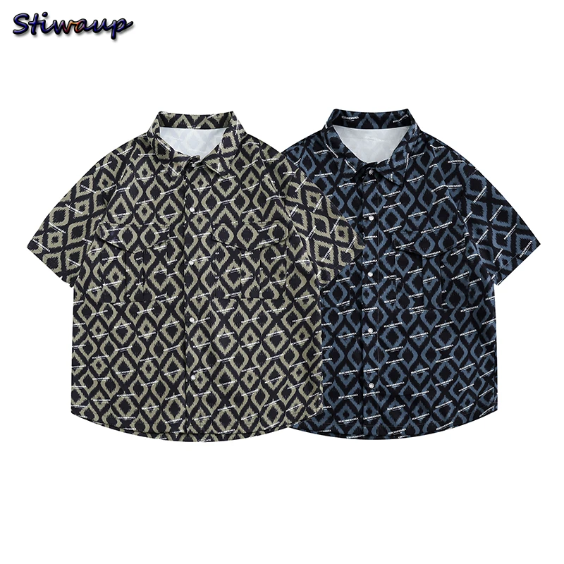 

Original Men's Summer Vintage Short Sleeve Shirts 2023 Japanese Fashion Printed Black Plus Size Shirt for Women Tops and Blouses