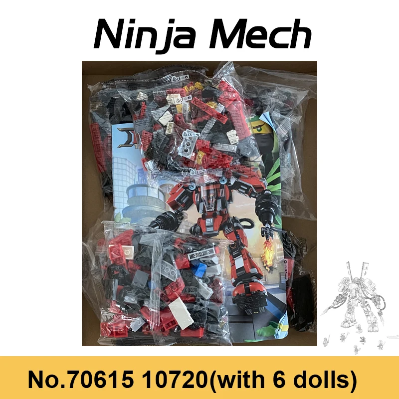 

Ninja Mecha 70615 Super Mech Fire Flame Mech Battle Robot With Figures Building Blocks Bricks Toy For Boy Birthday Gift