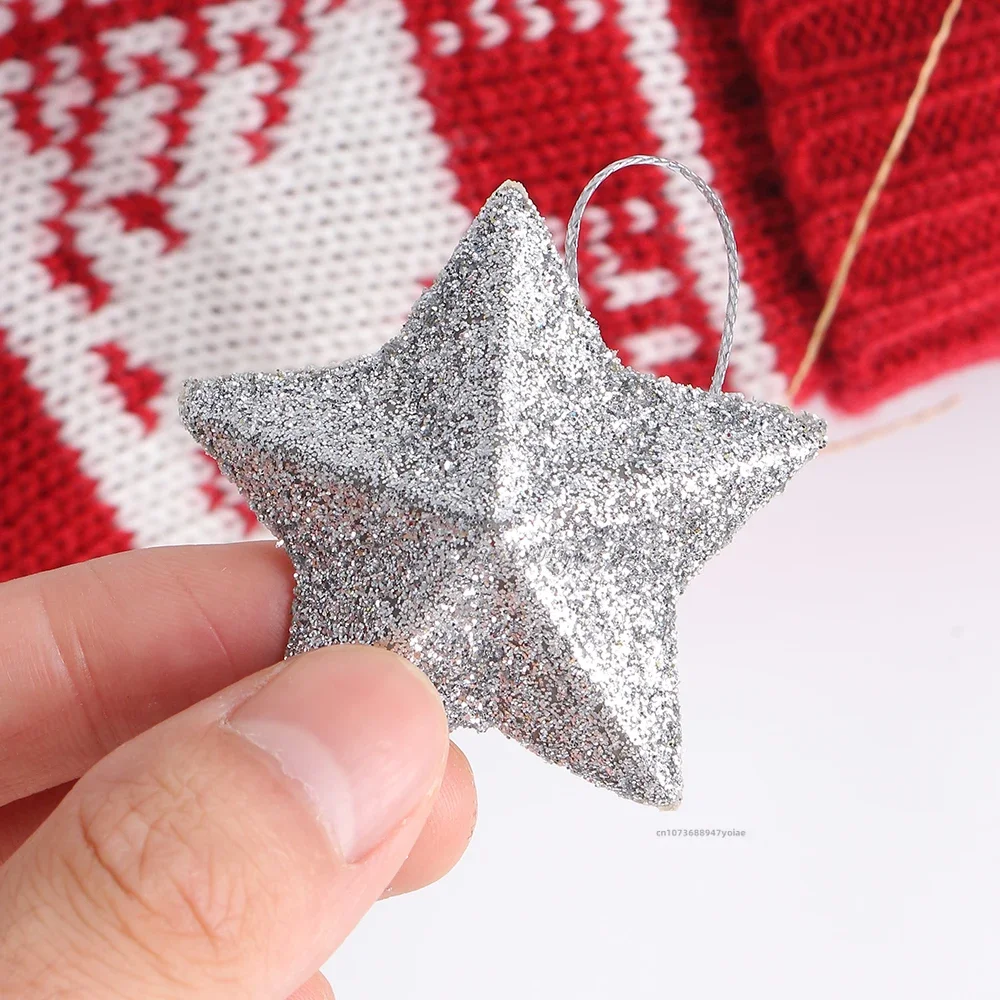 6 шт. рождественский подвесной кулон с пентаграммой серебряный золотой блестящая