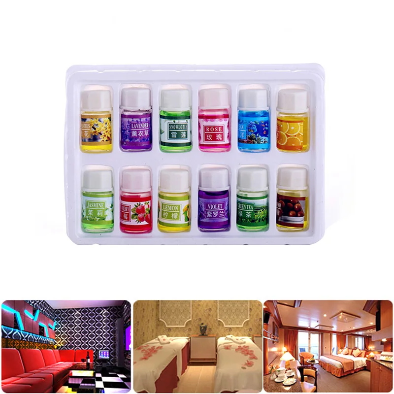 

12 Bottles Natural Aroma Fragrance Essential Oil Set 3ml For Aromatherapy Humidifier Water Soluble Home Room Air Freshener