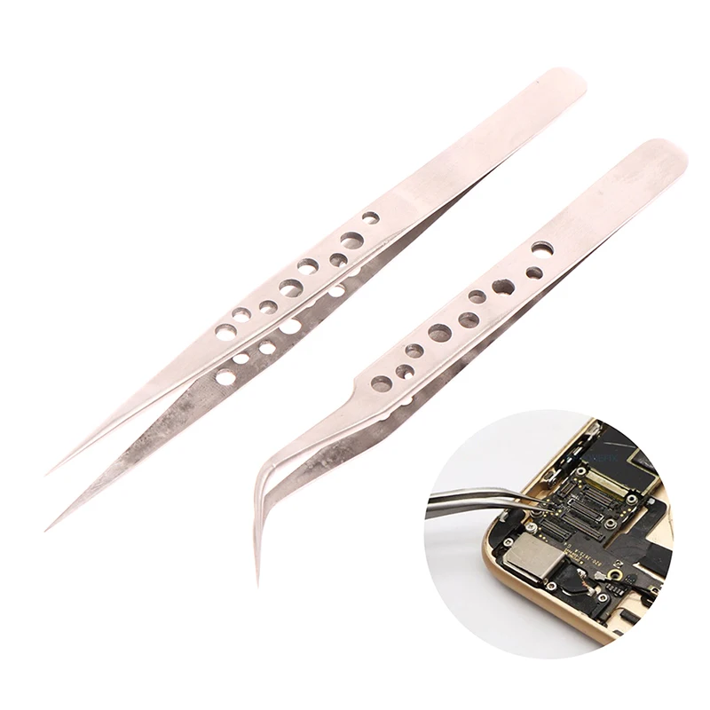 

Electronics Industrial Tweezers Anti-static Curved Straight Tip Precision Stainless Forceps Phone Repair Hand Tools Sets