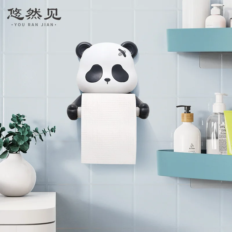 

New Cartoon Animal Toilet Roll Holder Cute Panda Rabbit Resin Sculpture Wall Paper Towel Holder Bathroom Accessories