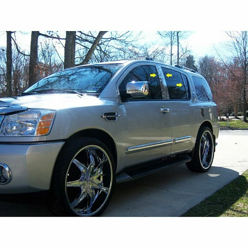 

Хромированные полированные столбы для Nissan Armada 2005, 2006, 2007, 2008, 2009, 2010-2015, отделка окон автомобиля, наклейки на колонку BC