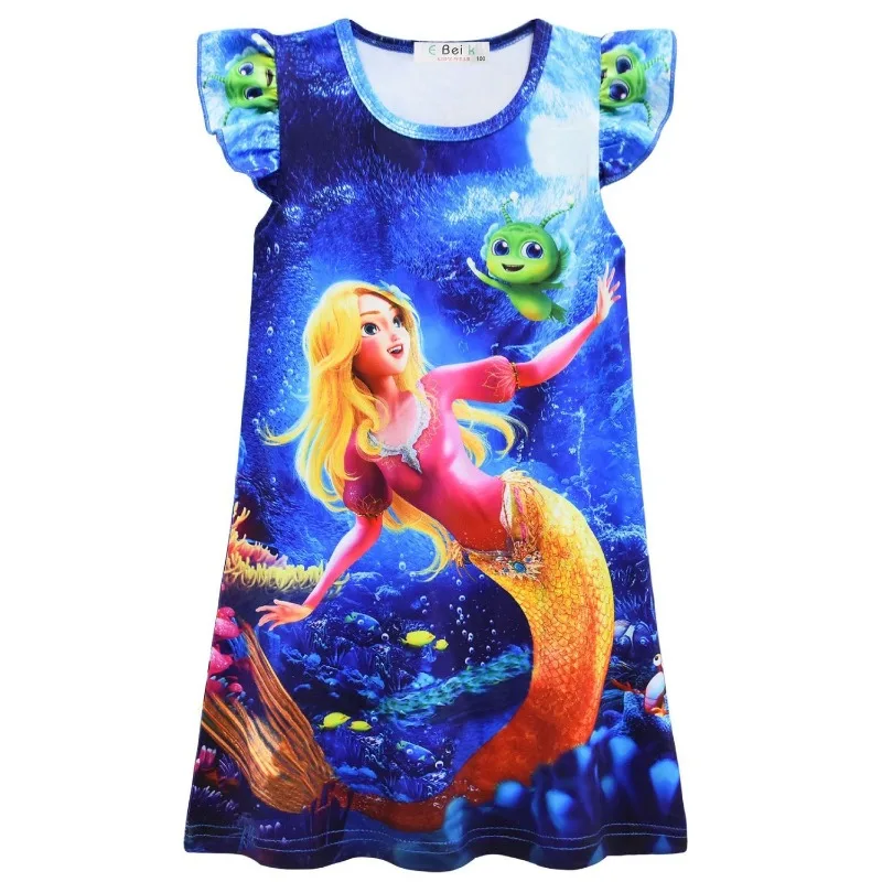 Милое детское платье с летающими рукавами и Микки Диснеем индивидуальная летняя