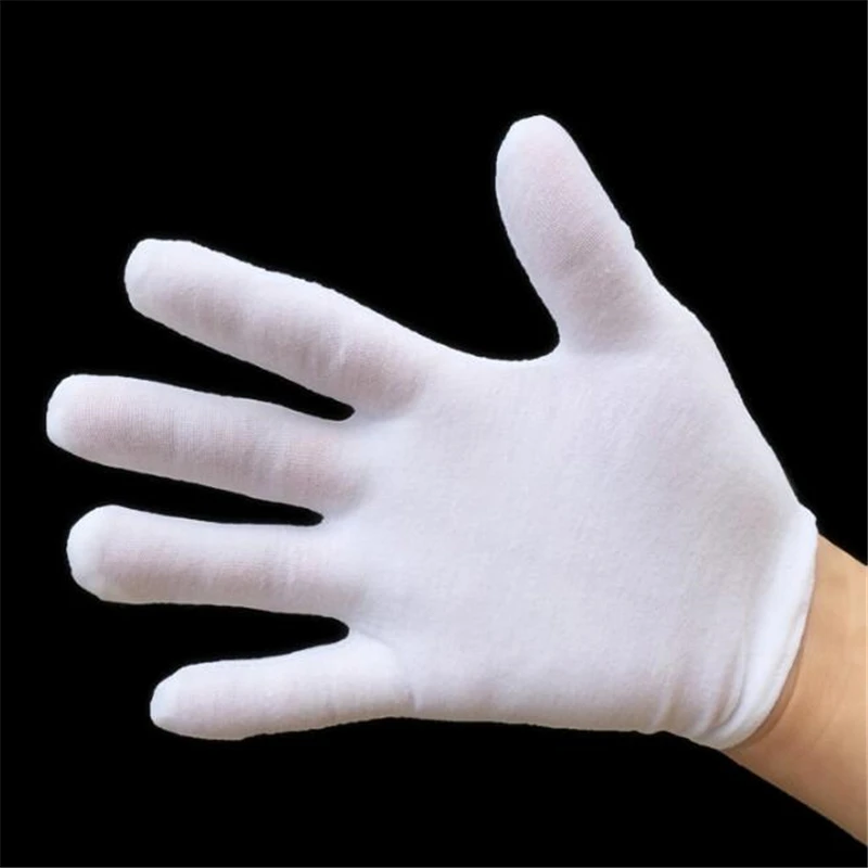 12Pairs/pack White Cotton Inspection Work Gloves Women Men Household Gloves Coin Jewelry Lightweight Gloves Serving/Waiters