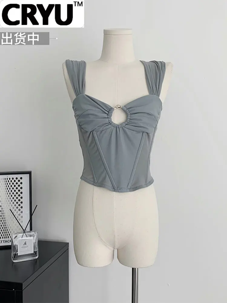 

Summer Women Korean Fashion Camisole Halter Crop Tops Hollow Out Corset Kawaii Hot Sexy Y2k Streetwear 2000s Aesthetic Design