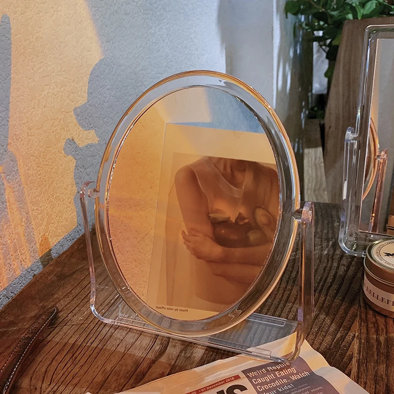 

Aesthetic Dressing Wall Mirror Makeup Round Bathroomcompact Wall Mirror Curved Small Toilet Specchio Decoration For Home HY50WM