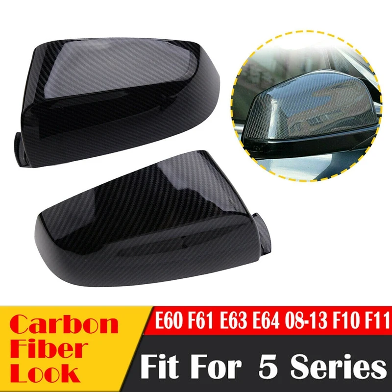 

Rear Mirror Cover Caps Carbon Fiber Style For -BMW 5 Series E60 F61 F10 F11 51167187431 51167187432