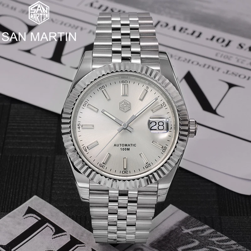 

San Martin Luxury Men Watch 40mm SW200 Vintage Classic Carving Bezel Automatic Mechanical Watches Sapphire 100M Waterproof reloj