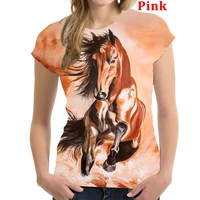 new cartoon t shirt colorful horse animal 3d women harajuku streetwear funny t shirt