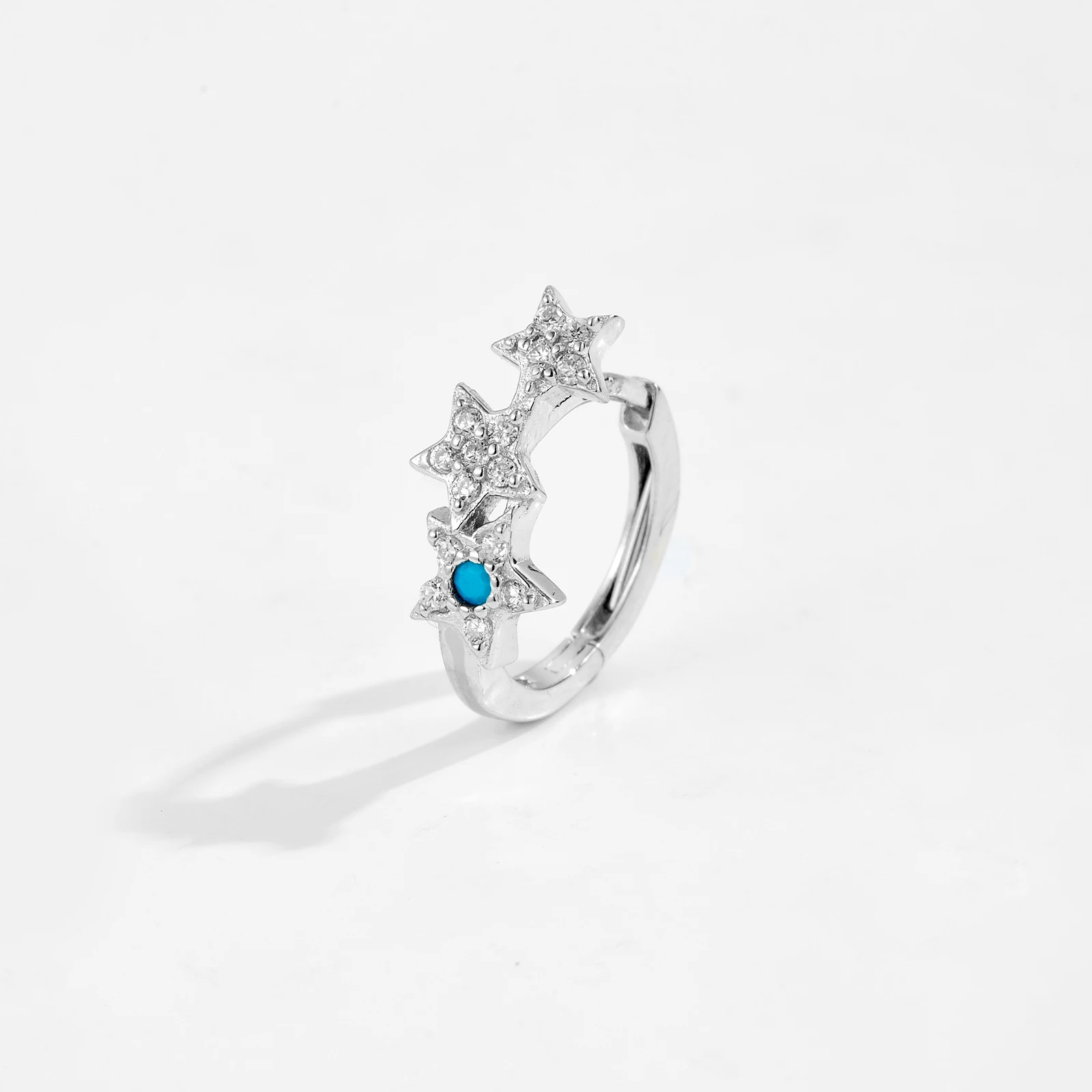 ANDYWEN Стерлингового Серебра 925 Нерегулярная Звезда Светло-Голубой Прозрачный