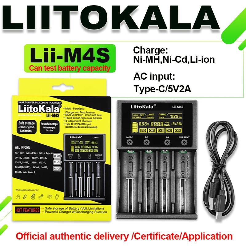 Фото Зарядное устройство LiitoKala Lii-M4 Lii-600 Lii-PD4 Lii-S8 для 18650 26650 21700 18350 AA AAA 3,7 В/1,2 В/литиевой NiMH аккумулятор №3