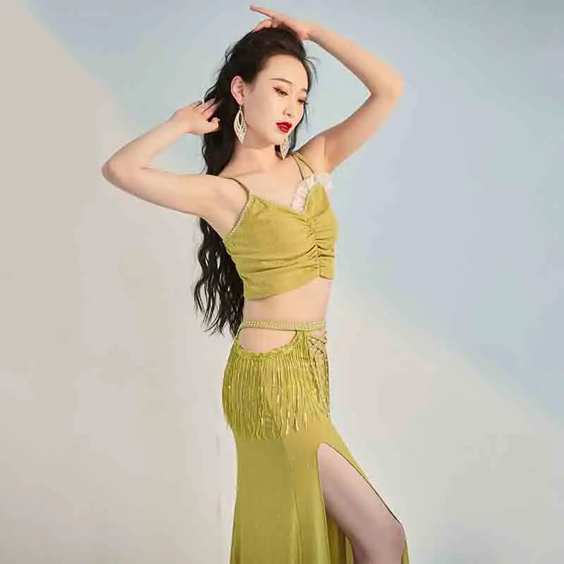

Belly Dance Practice Clothes Summer New Performance Clothing Female Beginners Oriental Dance Suit Performance Group Suit Women