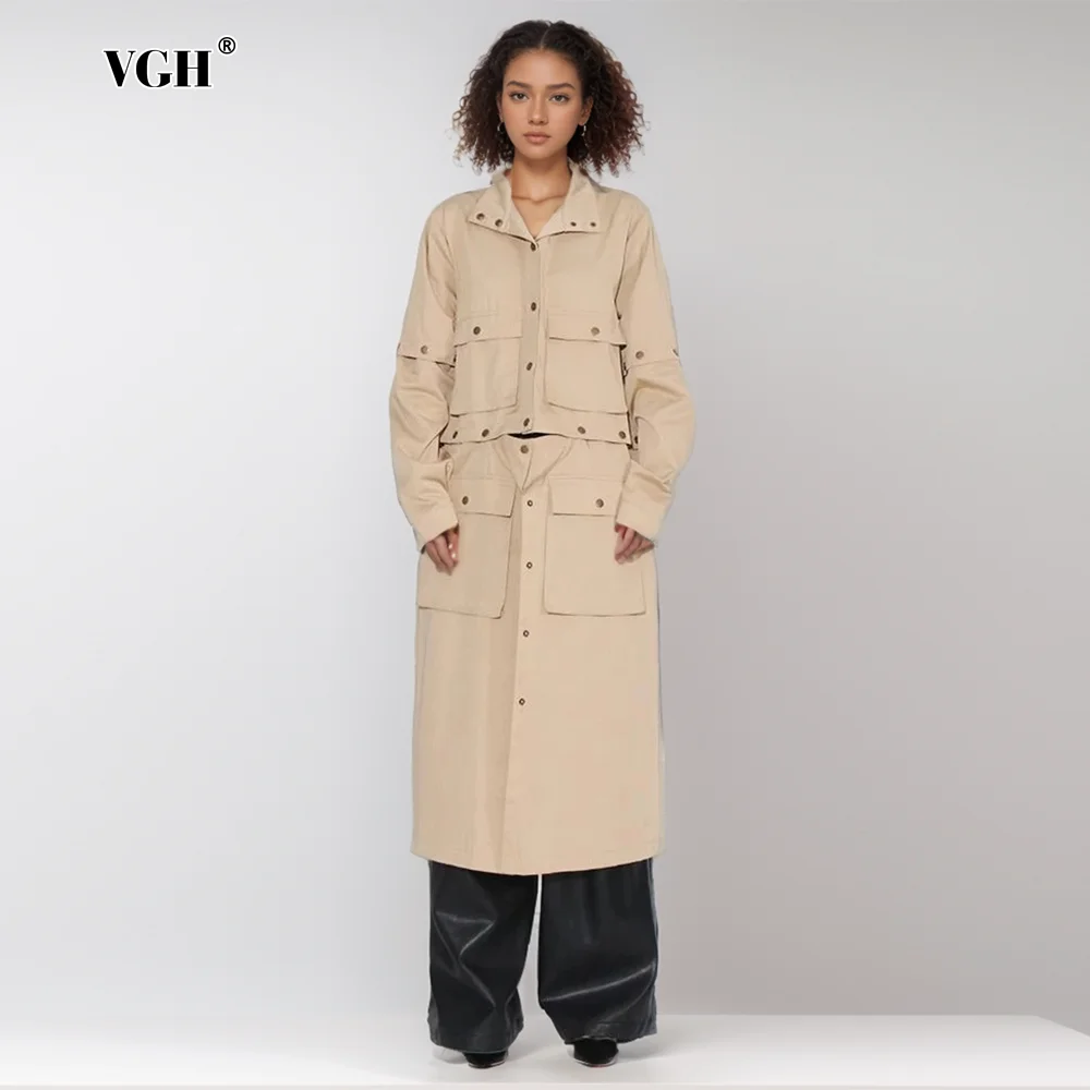 VGH свободный лоскутный шикарный плащ на пуговицах для женщин с лацканами и