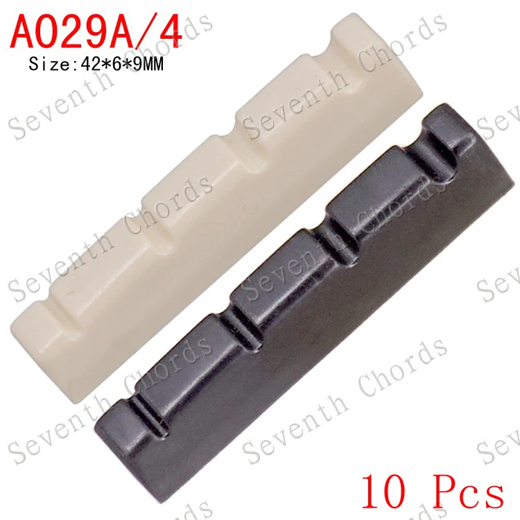 10 Pcs 4 String Electric Bass Guitar Nuts 42 x 6 x 9mm, Made of Plastic - 2 Color for choose -A029A