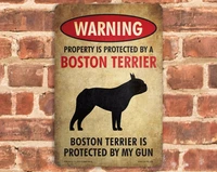 beware of dog boston terrier funny metal sign