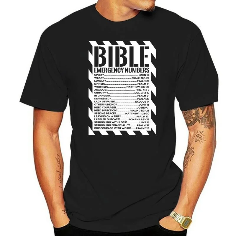 

Bible Emergency Number New Men's Shirt Christians Devotion Worship Jesus Christ Cotton Tee Shirt Fashion Classic Style