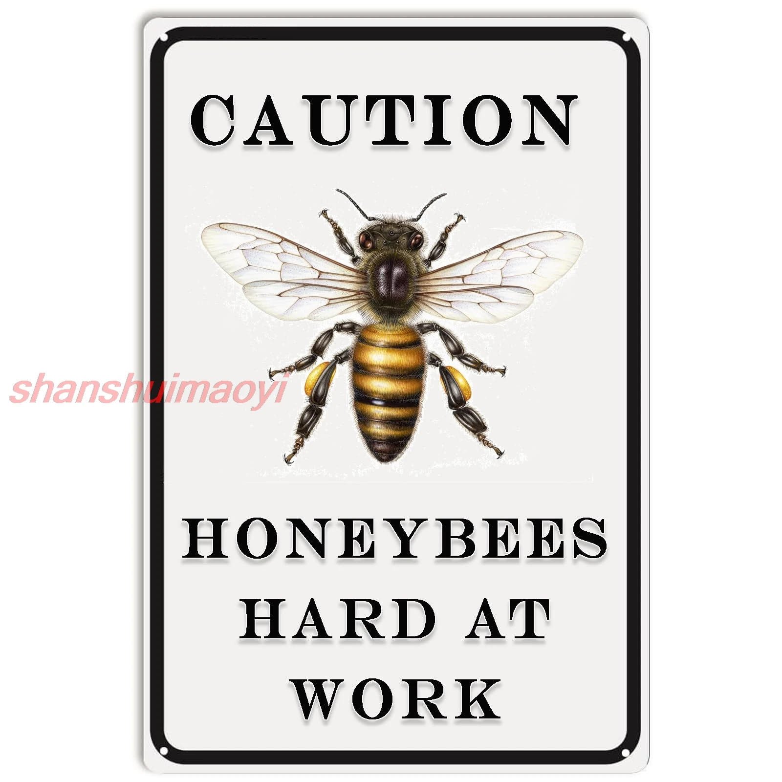 Винтажная металлическая вывеска Осторожно - Медовые пчелы жестко на работе